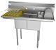 2 Compartment Nsf Stainless Steel Commercial Kitchen Prep Sink 2 Drainboards