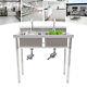 2 Compartment Sink Stainless Steel Commercial Kitchen Prep Sink Dual Drainboard