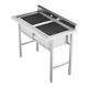 2 Compartment Sinks 304 Stainless Steel Commercial Utility Vegetable Deep Sink