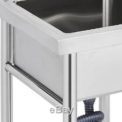 2 Compartment Stainless Steel Kitchen Sink Commercial Bar Sink WithBacksplash