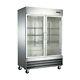 2 Glass Door Upright Reach In Commercial Stainless Steel Restaurant Refrigerator