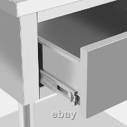 2 Layers Stainless Steel Work Table 24x24 Commercial Food Prep Table with Drawer