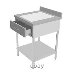 2 Layers Stainless Steel Work Table 24x24 Commercial Food Prep Table with Drawer