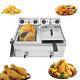 2 Tank 24.9qt Food Stainless Steel Electric Deep Fryer Commercial Home Cooking