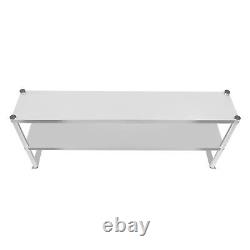 2-Tier Overshelf for Prep&Work Table Stainless Steel 12x60 Inch Commercial Table