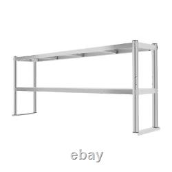 2-Tier Overshelf for Prep&Work Table Stainless Steel 12x60 Inch Commercial Table