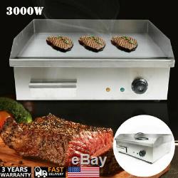 3000W Electric Countertop Griddle Flat Top Restaurant Commercial Grill BBQ 110V