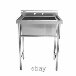 30 Stainless Steel Utility Commercial Kitchen Sink for Washing Room Single Bowl
