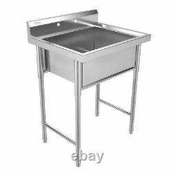 30 Stainless Steel Utility Commercial Kitchen Sink for Washing Room Single Bowl