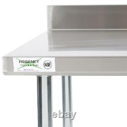 30 x 30 Stainless Steel Work Prep Shelf Table Commercial 4 Backsplash NSF