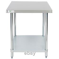 30 x 30 Stainless Steel Work Prep Table Shelf Commercial Restaurant NSF