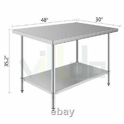 30 x 48 NSF Stainless Steel Prep Work Table Food Kitchen Commercial Durable