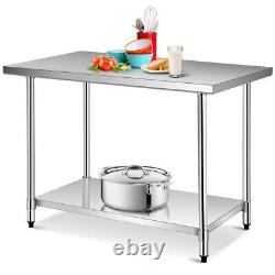 30 x 48 Stainless Steel Food Prep & Work Table Commercial Worktable Silver
