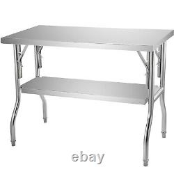 30x48 Commercial Stainless Steel Folding Work Tables withUndershelf Open Kitchen