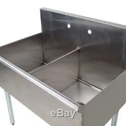 36 2 Compartment 18 x 21 x14 Stainless Steel Commercial Utility Prep Two Sink
