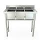 39 Wide Heavy Duty Commercial 3-compartment Stainless Steel Utility Sink Silver