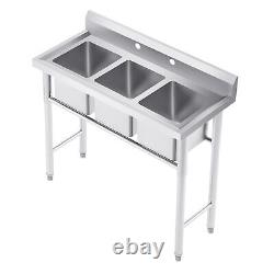 3 Compartment Commercial Utility Sink Stainless Steel Prep Sink Kitchen Sink
