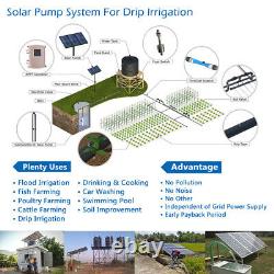 3 DC Solar Water Pump Submersible Deep Bore Well 16.7GPM 590FT Plastic Impeller