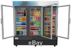 3 Door Glass Cooler Commercial Refrigerator Merchandiser Beverage Cooler 78