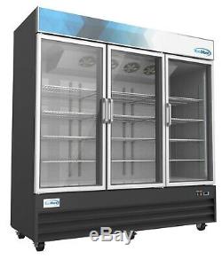 3 Door Glass Cooler Commercial Refrigerator Merchandiser Beverage Cooler 78