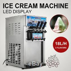 3 Flavors Commercial Soft Ice Cream Machine Frozen Ice Cream Cones Machine 220V