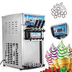 3 Flavors Soft Ice Cream Cones Machine Maker Frozen Yogurt Cone Commercial CE