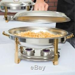 3 PACK 6 Qt Restaurant Oval Chafer Chafing Dish Set Stainless Steel Commercial
