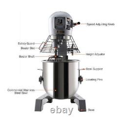 3 Speed Commercial Dough Food Mixer 600W 4/5P 15Qt Stainless Steel Pizza Bakery