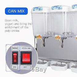3 Tanks 4.8 Gal Commercial Cold Beverage Dispenser Stainless Steel Fruit Juice