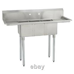 (3) Three Compartment Commercial Stainless Steel Sink 54 x 19.8 G