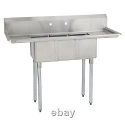 (3) Three Compartment Commercial Stainless Steel Sink 54 x 19.8 S