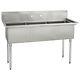 (3) Three Compartment Commercial Stainless Steel Sink 59 X 23.8 G