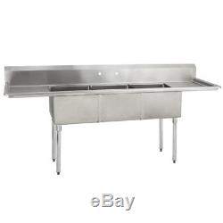 (3) Three Compartment Commercial Stainless Steel Sink 60 x 25.8 G