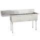 (3) Three Compartment Commercial Stainless Steel Sink 74.5 X 29.8