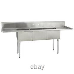 (3) Three Compartment Commercial Stainless Steel Sink 84 x 25.8 G