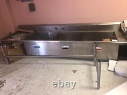 (3) Three Compartment Commercial Stainless Steel Sink 90 X 23.5 G