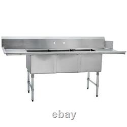 (3) Three Compartment Commercial Stainless Steel Soiled Dish Table 30 x 90 G