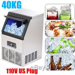 40KG 88Lbs Commercial Bar Ice Maker Cube Machines Stainless Steel 110V US Stock