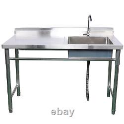 47inch Commercial Stainless Steel Sink Square Kitchen Catering Prep Table NEW
