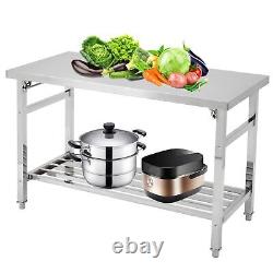 48Inch Commercial Heavy Duty Stainless Steel Work Folding Table with Undershelf