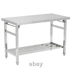 48Inch Commercial Heavy Duty Stainless Steel Work Folding Table with Undershelf