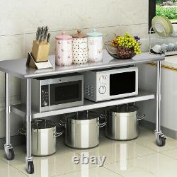 48 x 24 NSF Stainless Steel Commercial Kitchen Prep & Work Table on 4 Casters