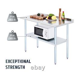 48x24 Commercial Stainless Steel Kitchen Table w Backsplash Adjustable Shelf