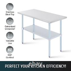 48x24 Commercial Stainless Steel NSF Work Table Backsplash Adjustable Shelf Feet