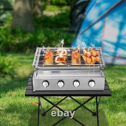 4 Burners Stainless Steel Commercial Gas BBQ Grill With Stainless Steel Griddle