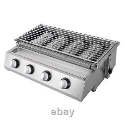 4 Burners Stainless Steel Commercial Gas BBQ Grill With Stainless Steel Griddle