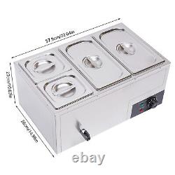 4-Pan Commercial Food Warmer, Electric Steam Table Stainless Steel Buffet Bain