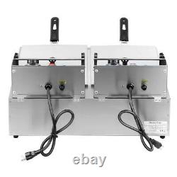 5000W 12L Electric Deep Fryer Dual Tank Commercial Restaurant Stainless Steel
