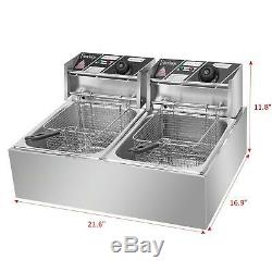 5000W 12L Electric Deep Fryer Dual Tank Commercial Restaurant Stainless Steel US