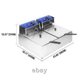5000W 12L Stainsteel Electric Deep Fryer Dual Tank Commercial Restaurant US